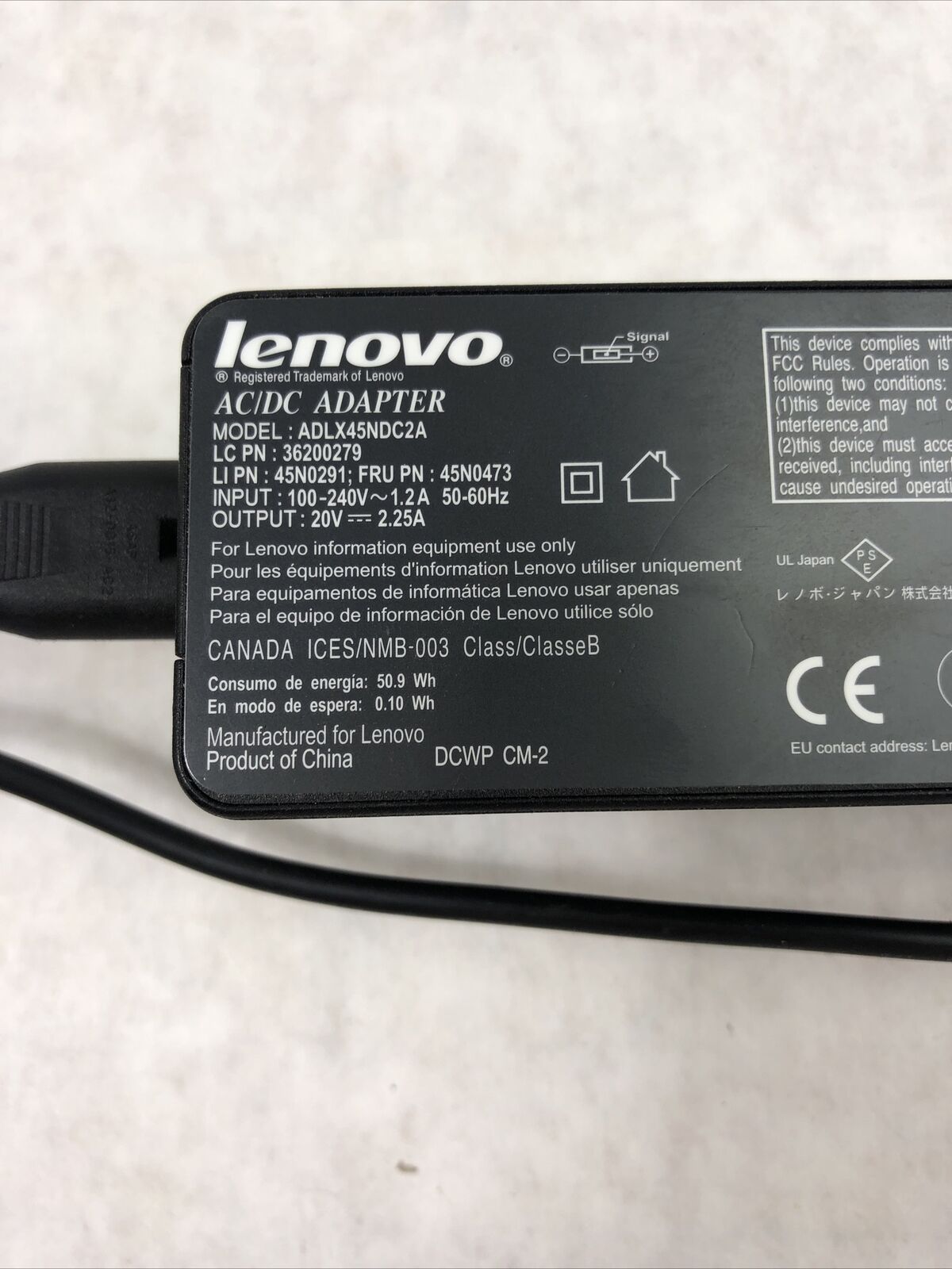 Lenovo ADLX45NCC2A 20V 2.25A 45W Laptop Power Adapter