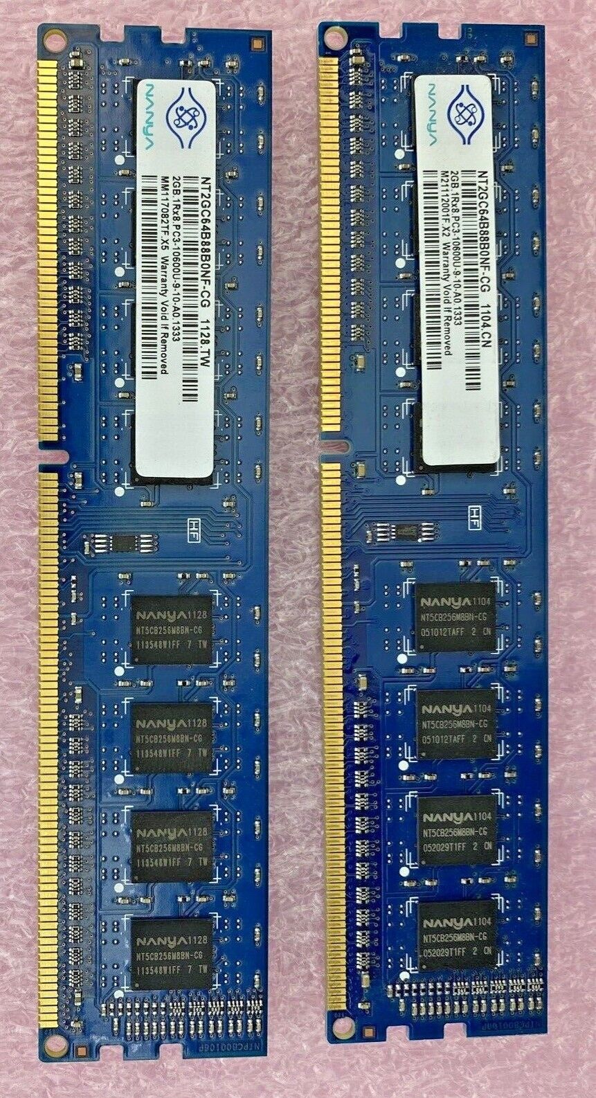 2x 2GB Nanya NT2GC64B88B0NF-CG PC3-10600 1Rx8 1333MHz SDRAM memory