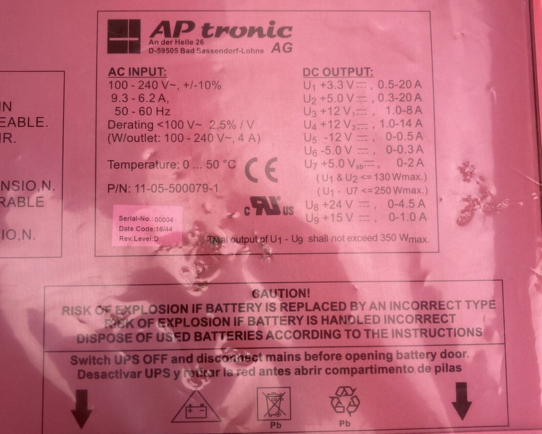APtronic 11-05-500079-1 AC Power Supply 350W
