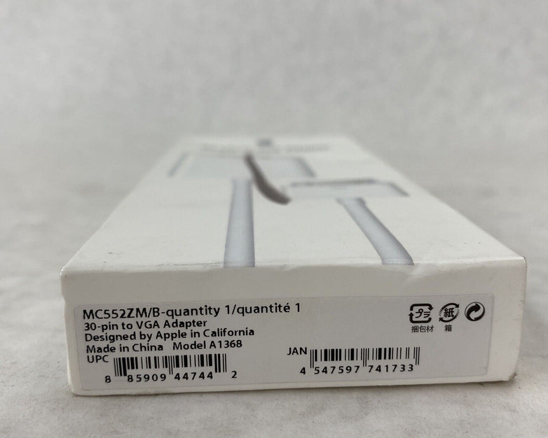 Genuine Apple A1368 MC552ZM/B 30 Pin To VGA Adapter NOS