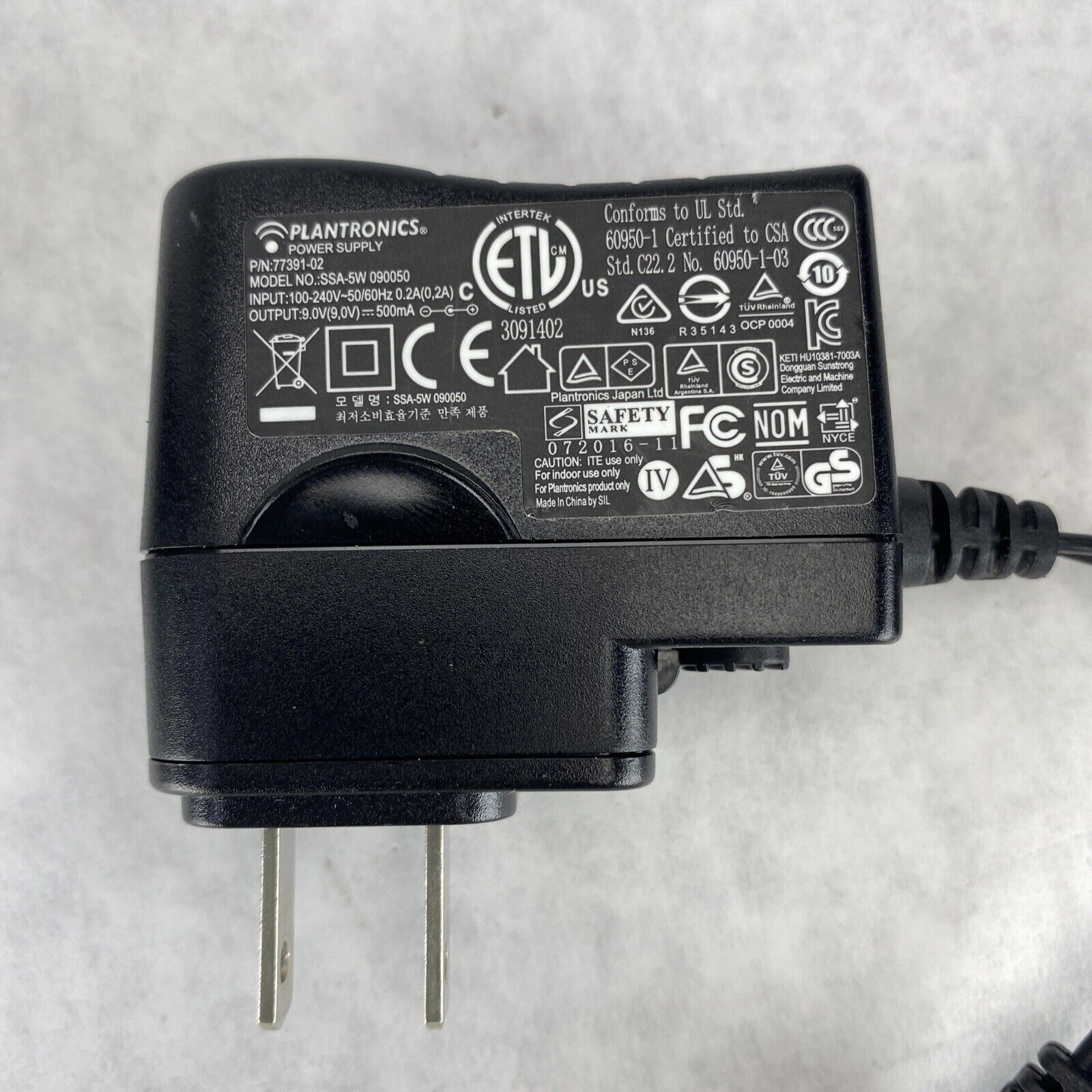 Plantronics CS50 Headset + Charging Dock + AC Adapter Cord MISSING HEADBAND