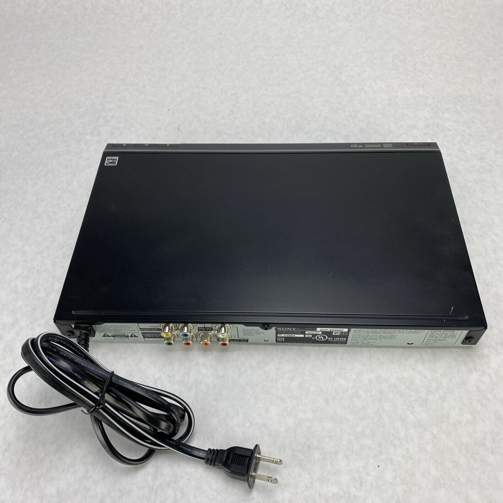 Sony DVP-SR200P DVD CD Player Black Tested NO REMOTE