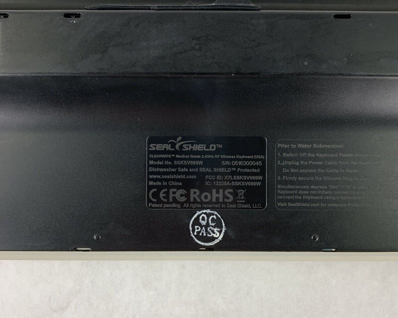 Seal Shield SSWKSV099W Medical Wireless Waterproof Keyboard Tested No Receiver