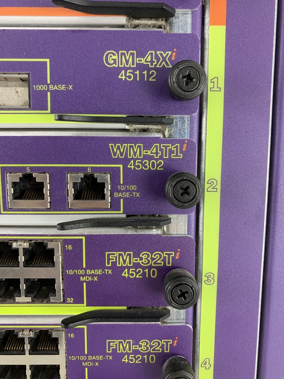 Extreme Networks Alpine 3808 9 Slot Switch 45080 6x FM-32T 1x WM-4T1 1x GM-4X