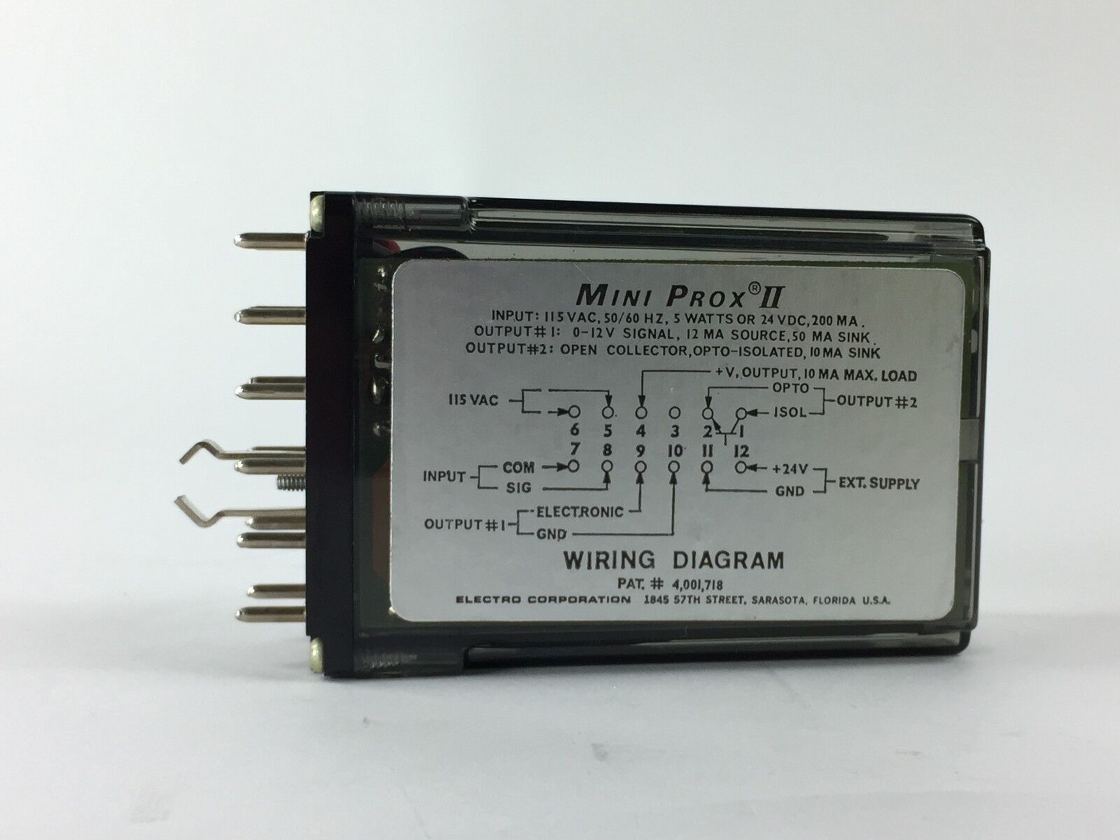 Electro Corporation Mini Prox II Model 55141B 115Vac / 24Vdc Proximity Module