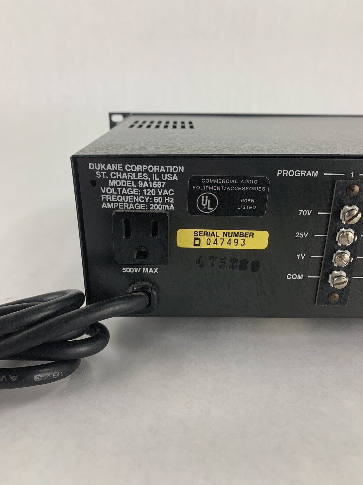 Dukane 9A1687 Amplified Panel Power Tested