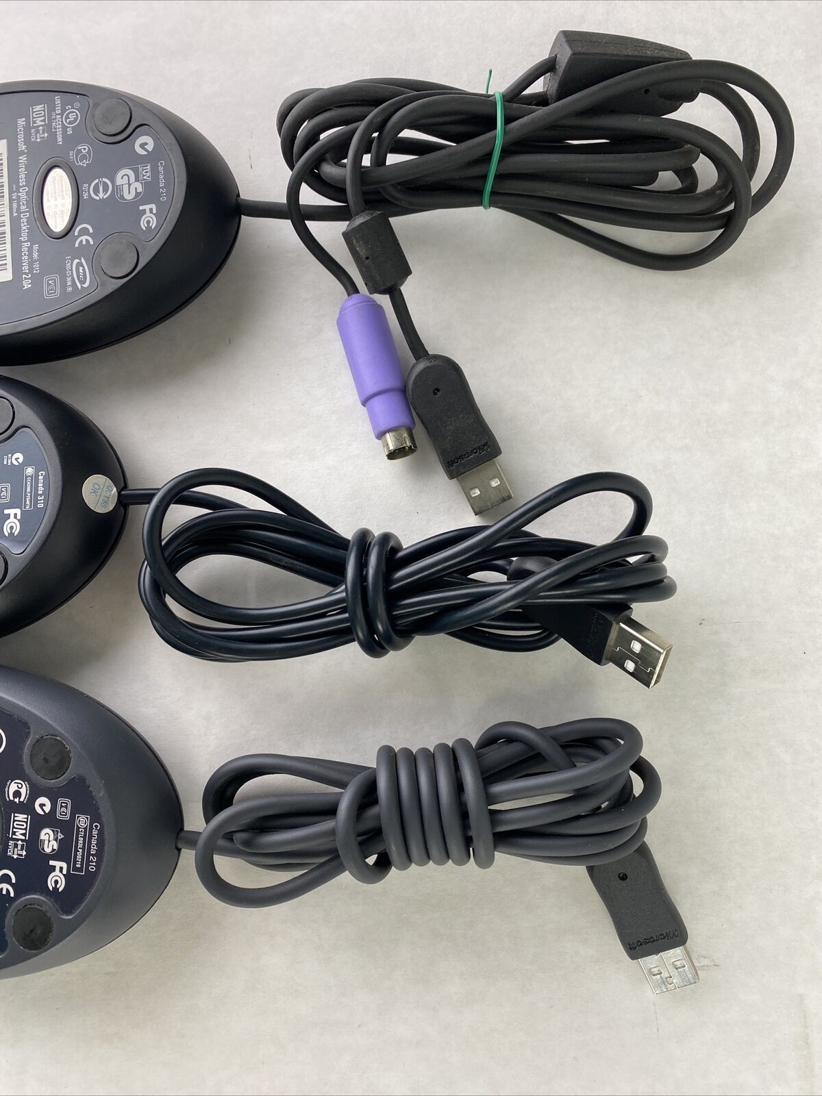 Set( 3 ) Microsoft 1012 1028 USB Wireless Optical Mouse Receiver 2.0A 2.1 2.1A