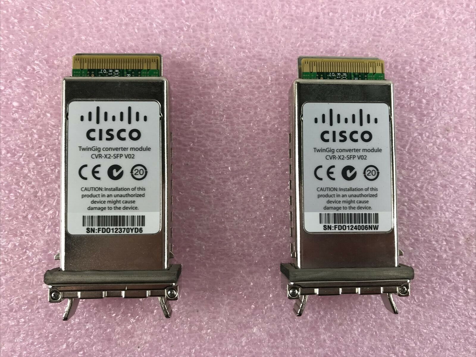 Lot of (2) Cisco TwinGig Converter Module CVR-X2-SFP V02