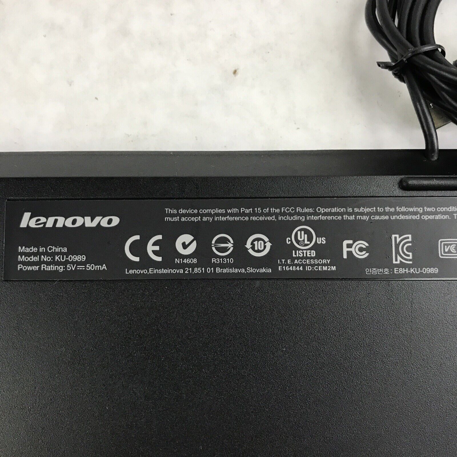 Lenovo KU-0989 Black Wired USB Desktop E8H-KU-0989 Computer Keyboard 54Y9489