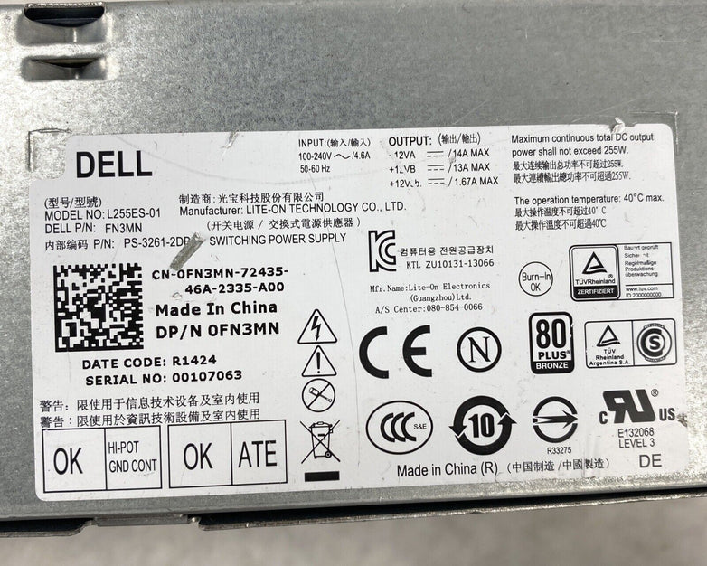 Mixed Lot of 2 Dell SFF Power Supplies OptiPlex 3040 Inspiron 3250 Vostro 3250