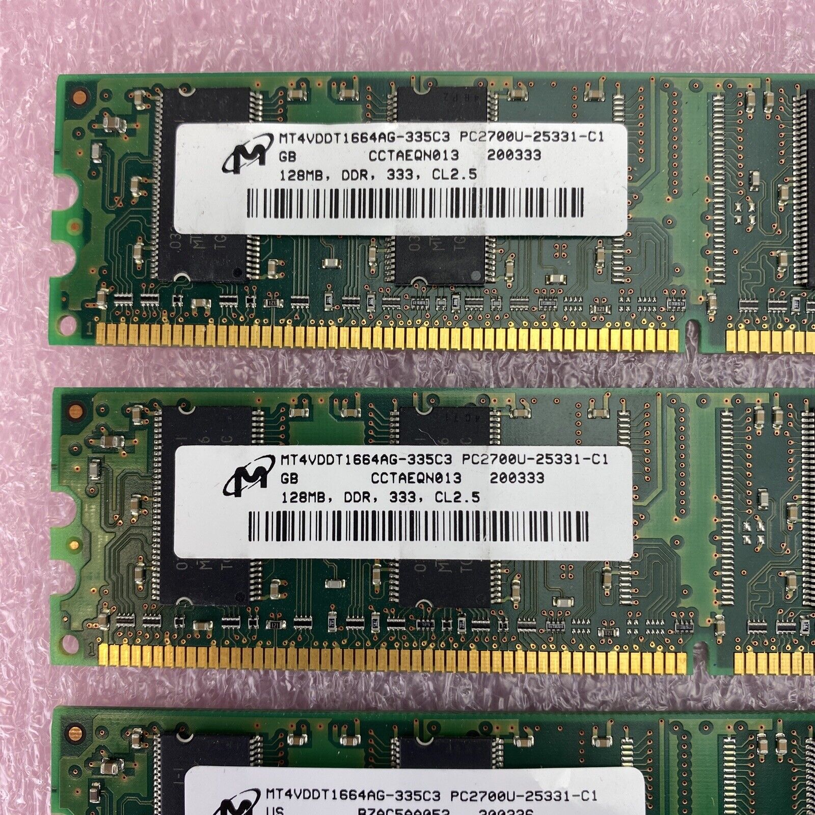 6x 128MB Micron MT4VDDT1664AG-335C3 PC-2700U CL2.5 184-Pin 2.5V DDR