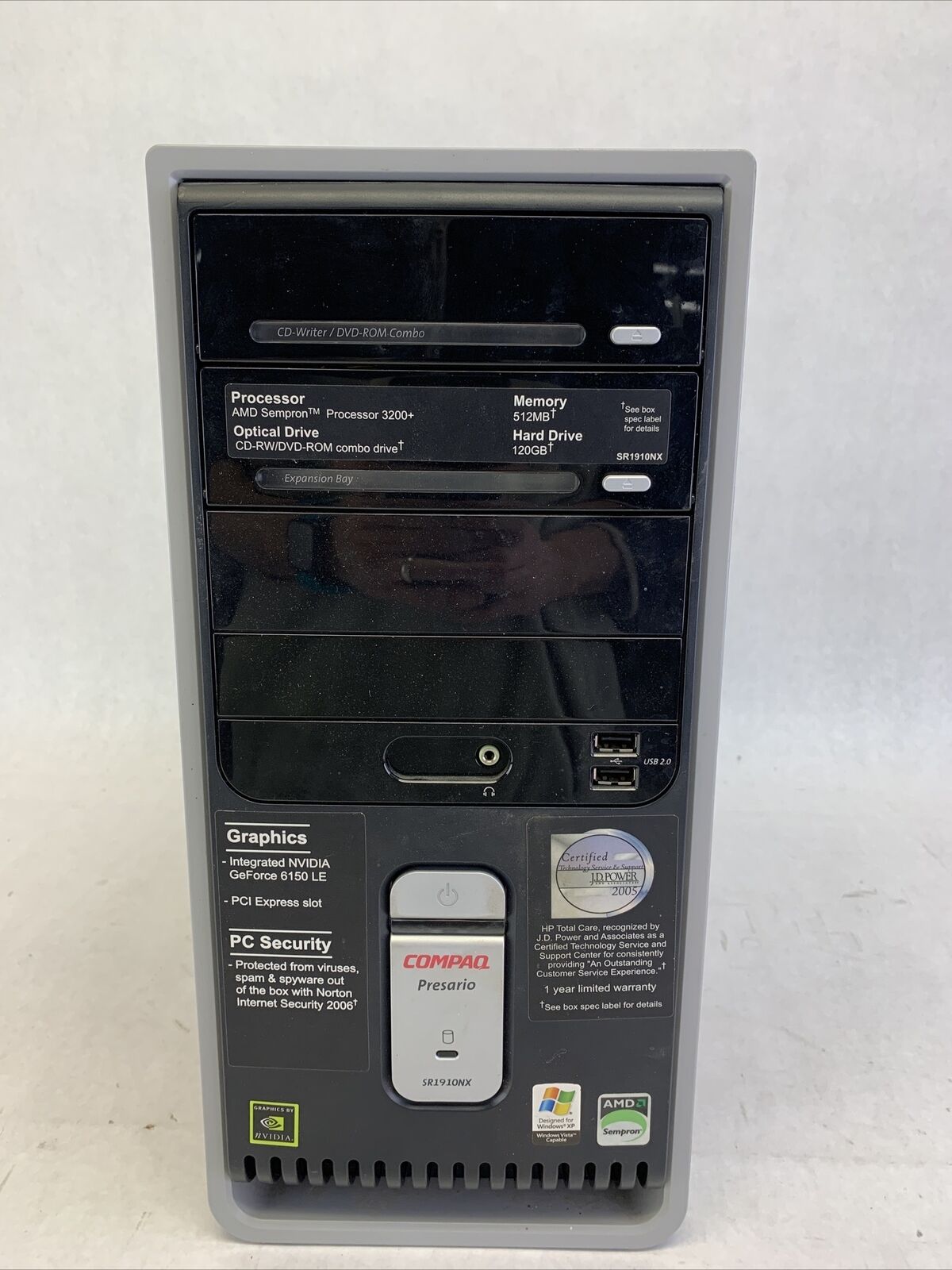 Compaq Presario SR1910NX MT AMD Sempron 3200+ 1.8GHz 512MB RAM No HDD No OS