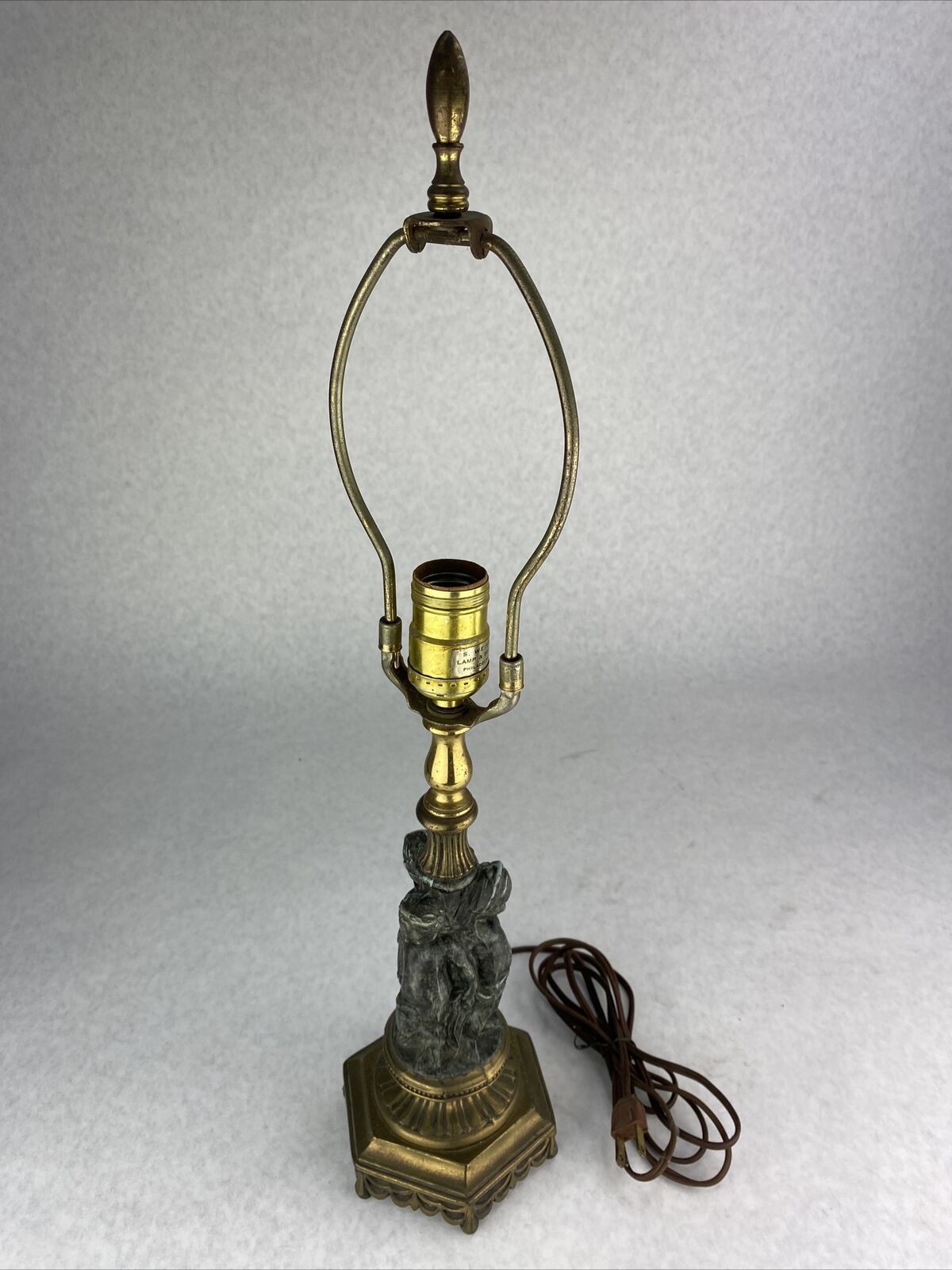 Vintage S. Weisbrod Lamp & Shade Co 250W 250V Tri Angel Statue Lamp