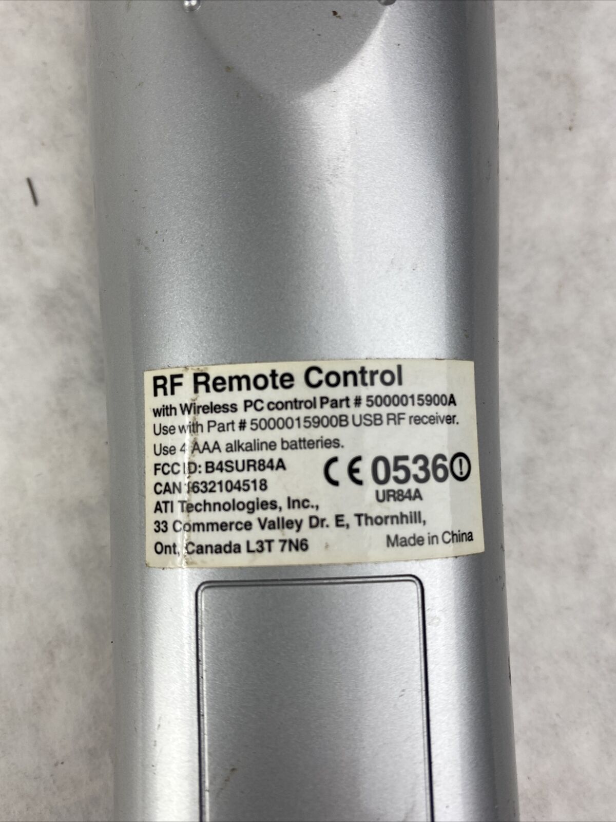 ATI 5000015900A Grey RF Wonder Remote Control TV Video Audio Access TESTED