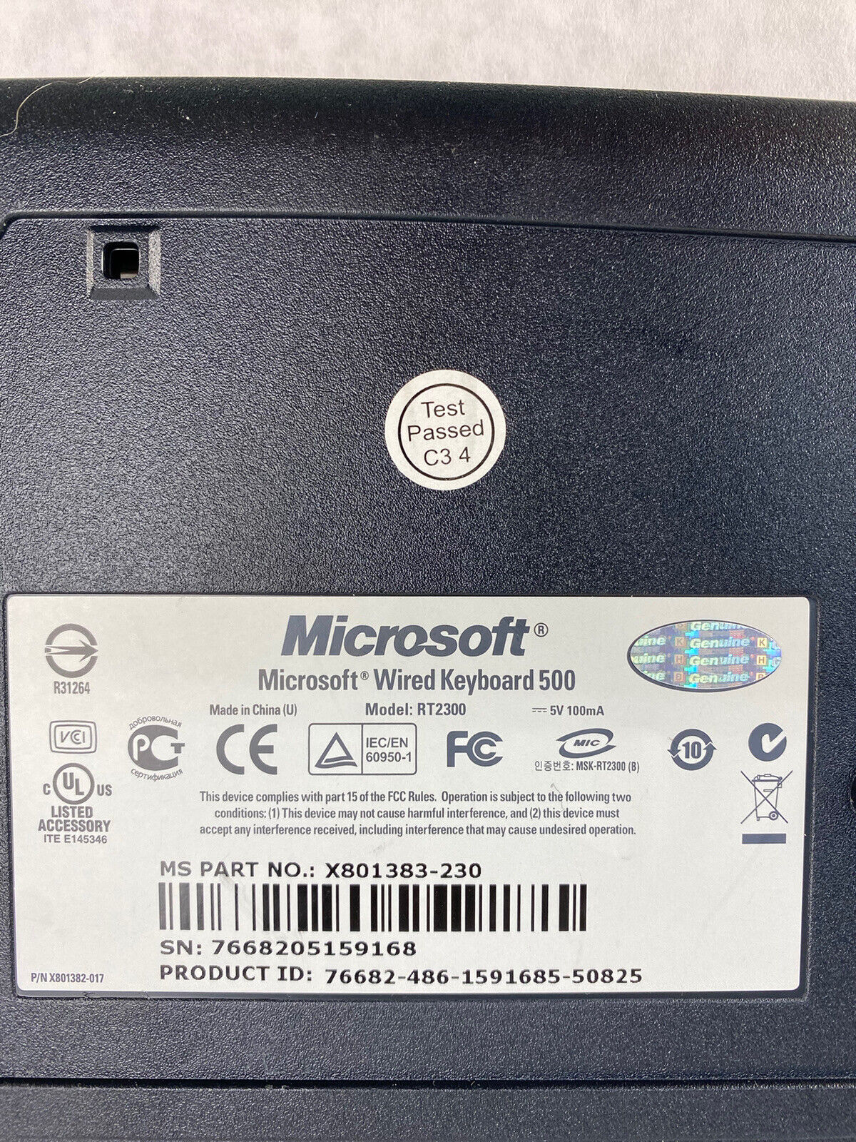 Microsoft RT2300 Wired PS/2 Computer Keyboard Multimedia Black