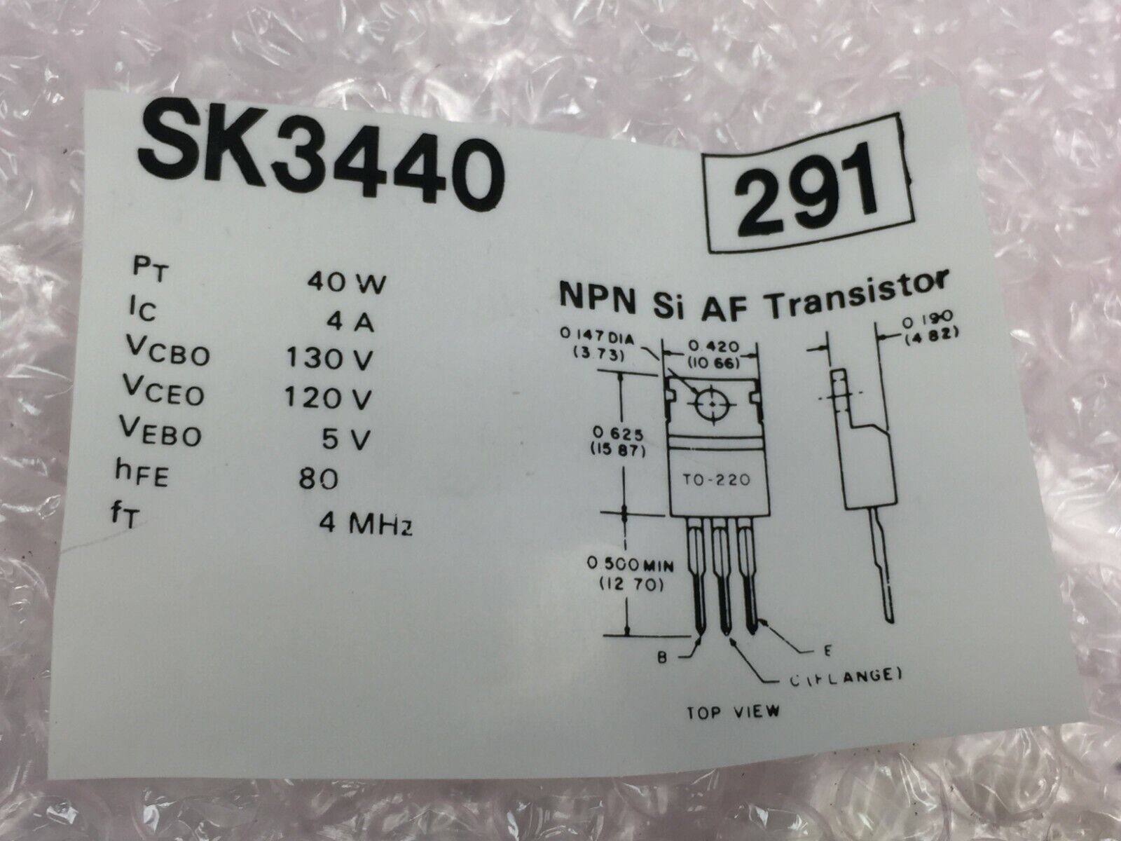 RCA SK3440 NPN Si AF Transistor   Lot of 4   NOS
