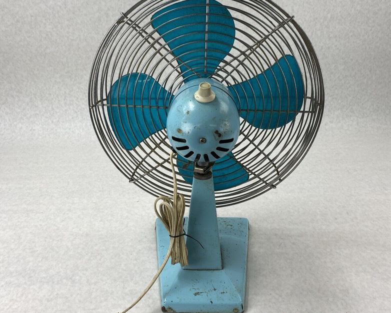 Vintage Superior Electric 1200 3-Speed Aqua Blue 120V 60Hz Table Fan