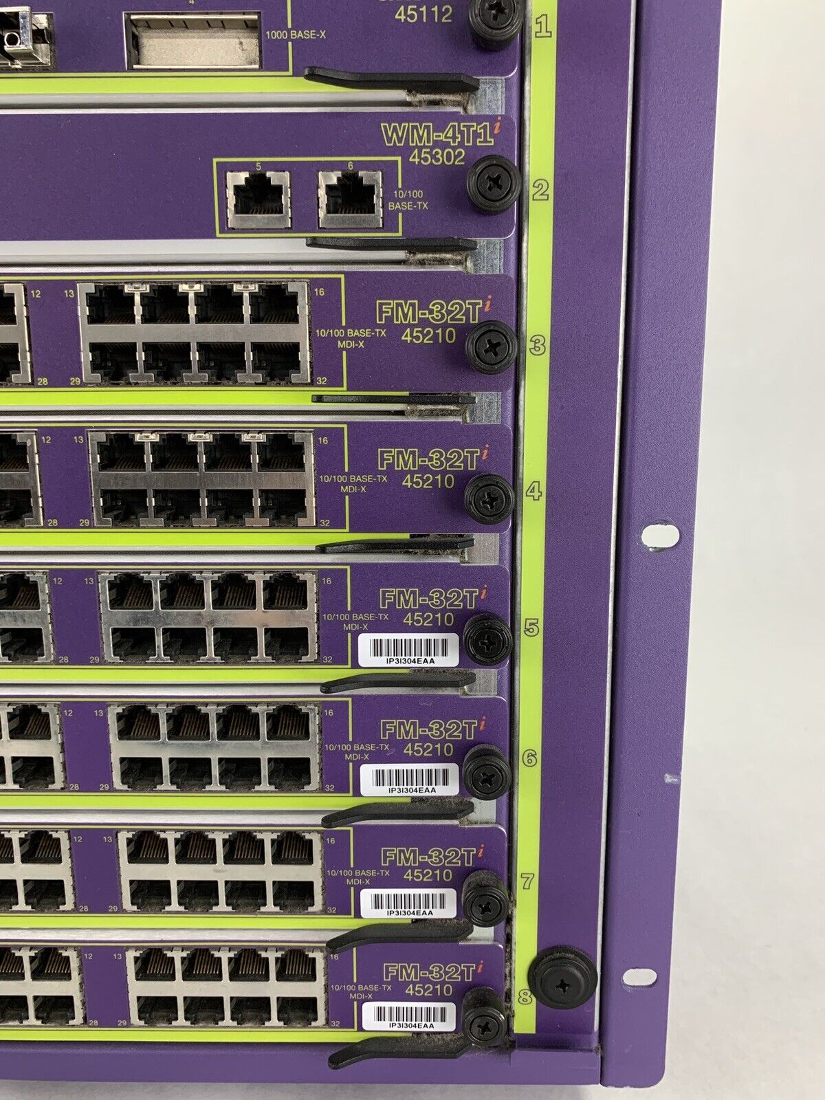 Extreme Networks Alpine 3808 9 Slot Switch 45080 6x FM-32T 1x WM-4T1 1x GM-4X