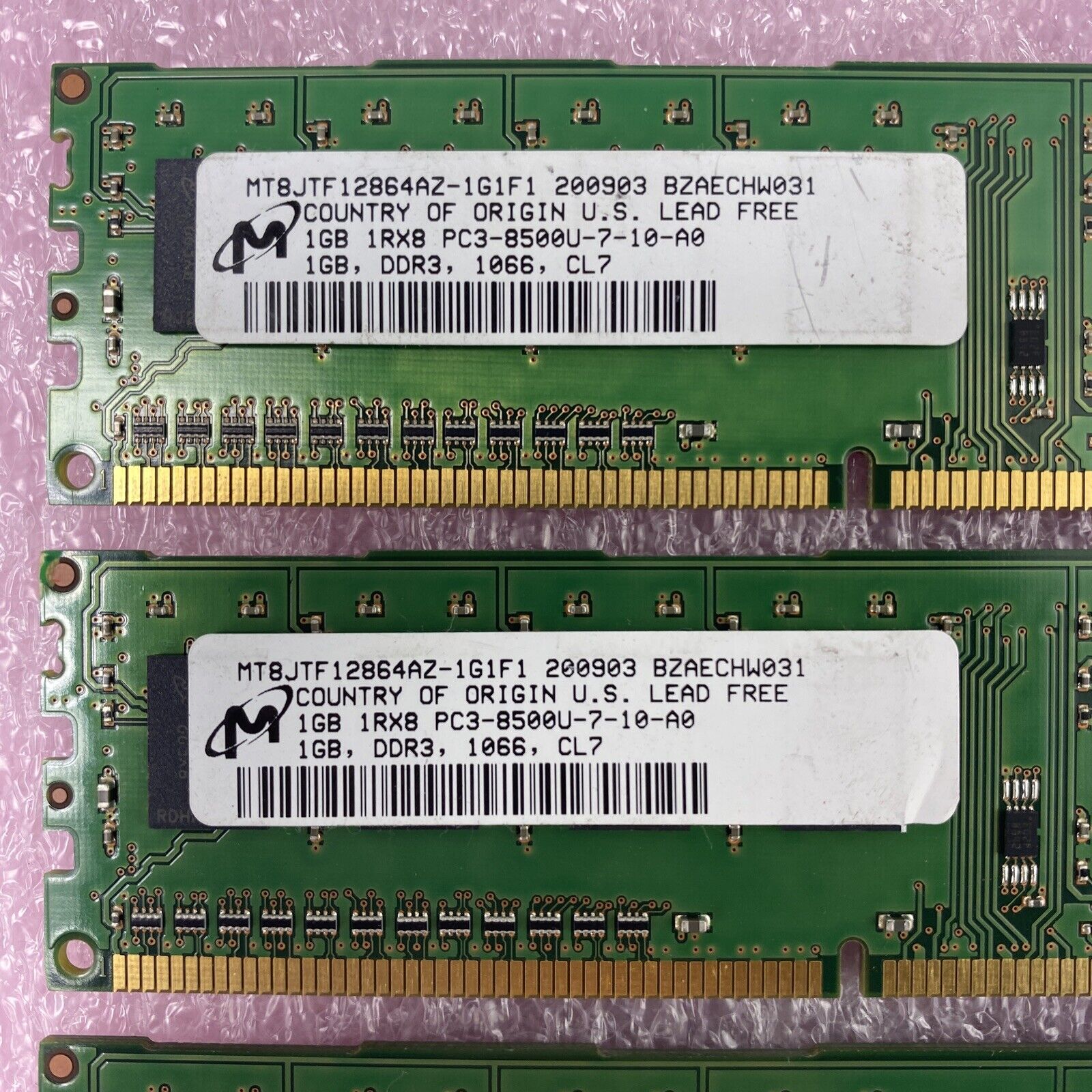 Lot( 4 ) 1GB Micron MT8JTF12864AZ-1G1F1 DDR3 1Rx8 PC3-8500U-7-10-A0 non-ECC RAM