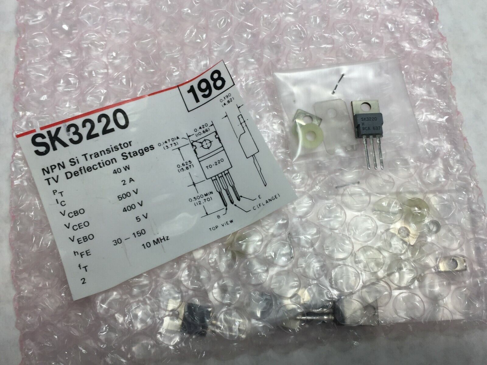 NOS  RCA SK3220 NPN Si Transistor TV Deflection Stages    Lot of 5