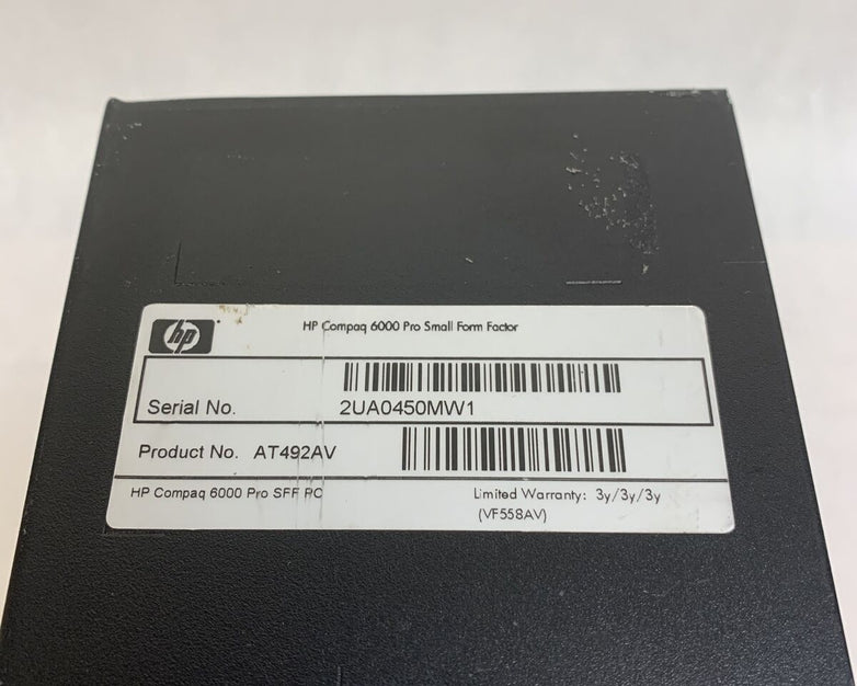 HP Compaq 6000 Pro SFF Intel Core 2 Duo E7500 2.93GHz 4GB RAM No HDD No OS