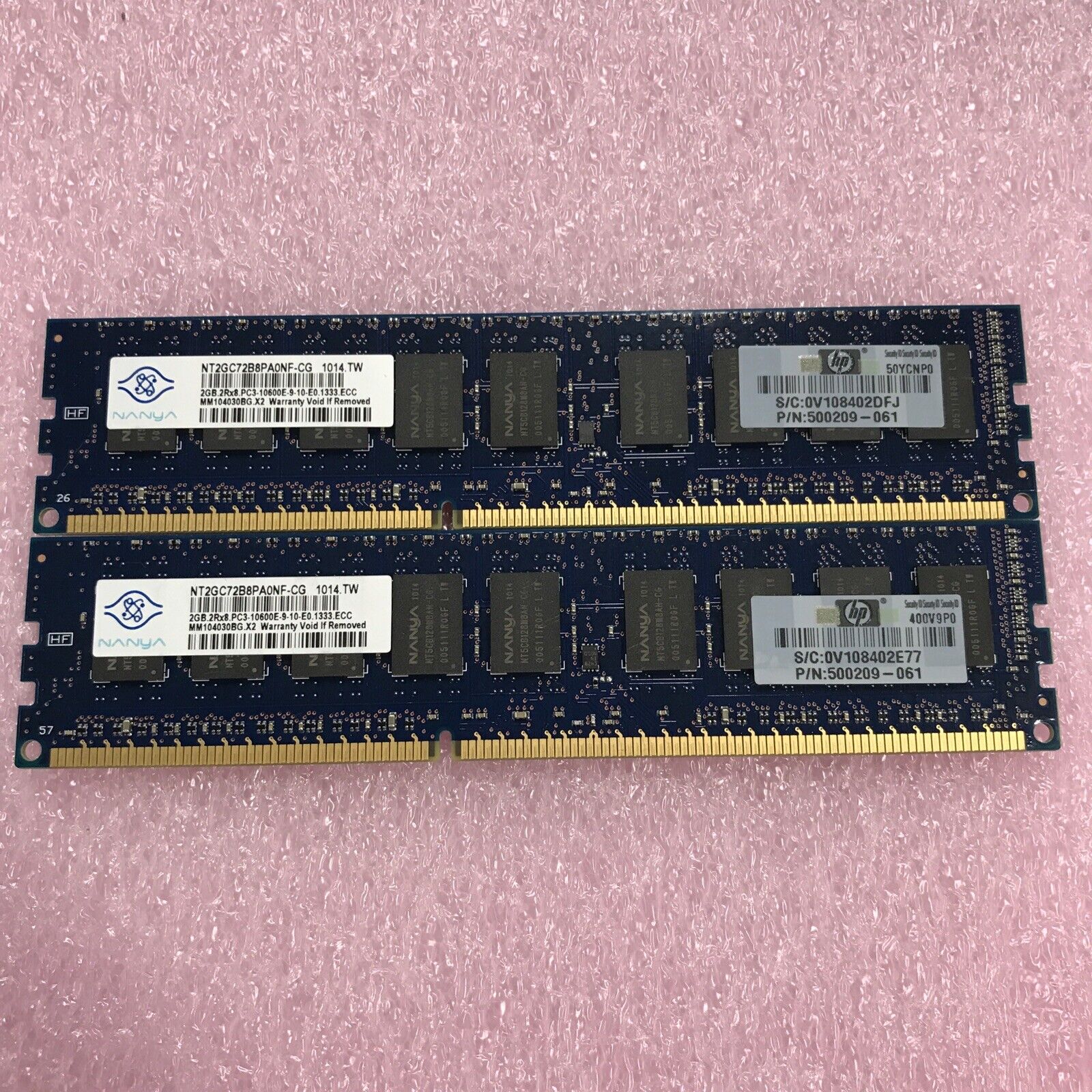 Nanya 4GB Kit 2x2GB 2Rx8 PC3-10600E-9-10 NT2GC72BAPAONF-CG  500209