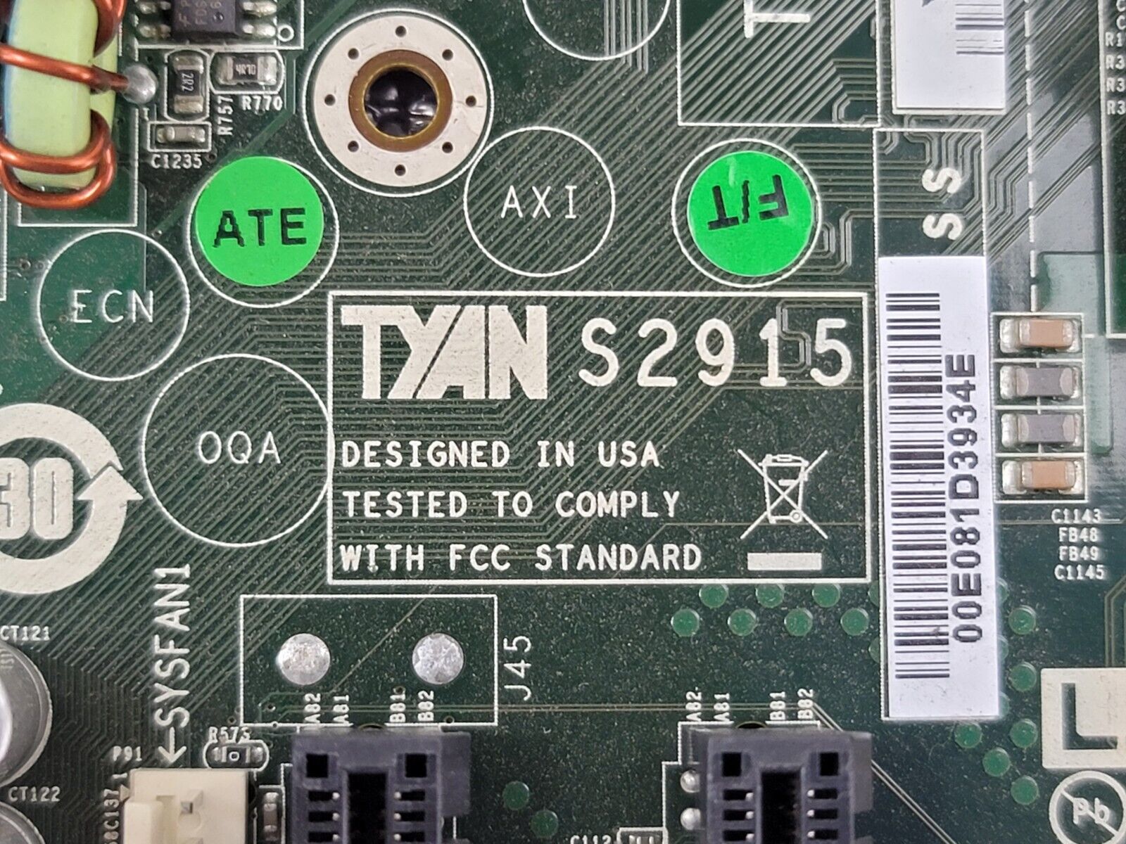 TYAN S2915 Motherboard 2x AMD Opteron 2435 2.6GHz 8GB RAM Missing Fan