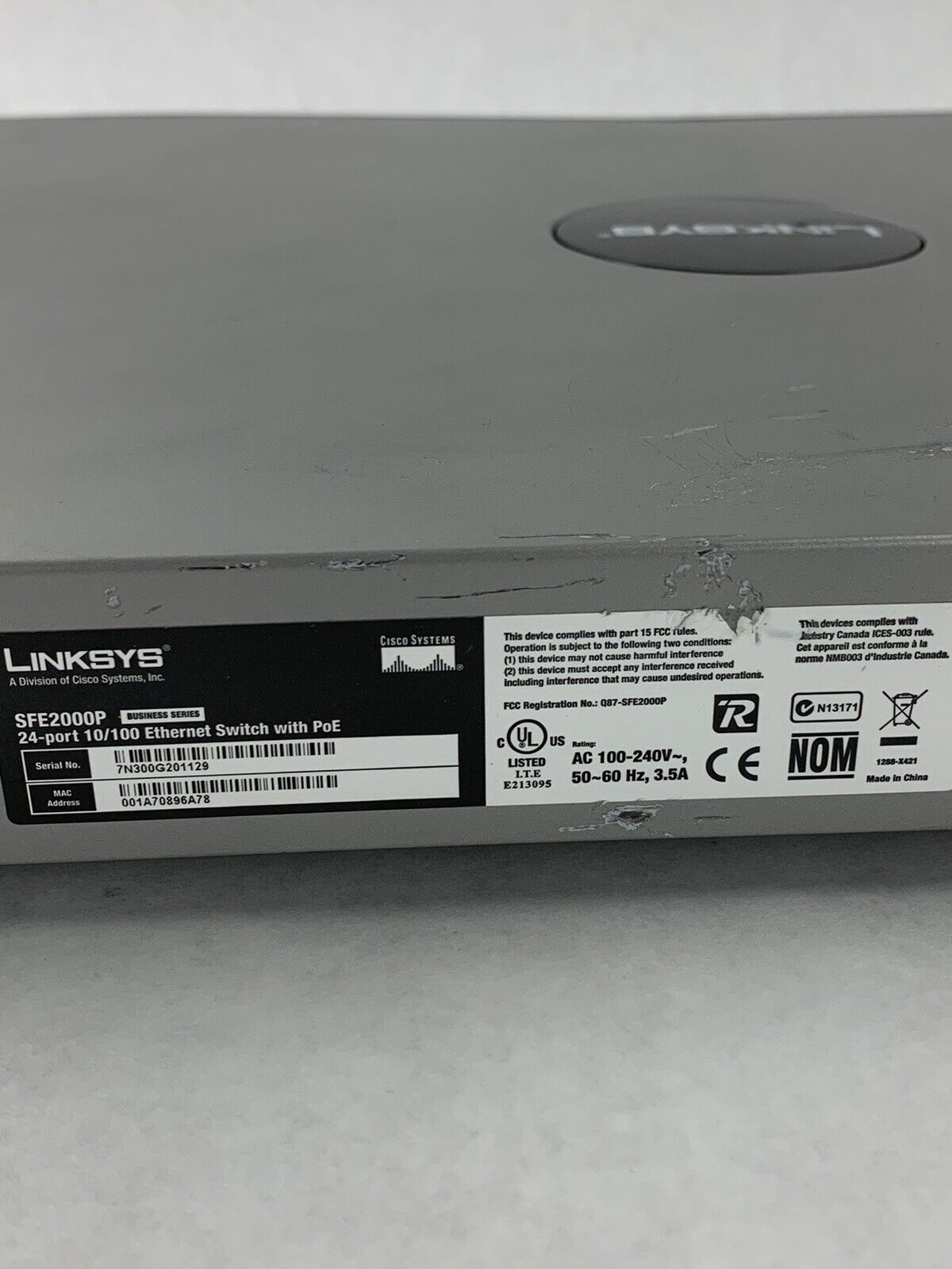 Linksys SFE2000P 24 Port 10/100 Ethernet PoE Managed Switch