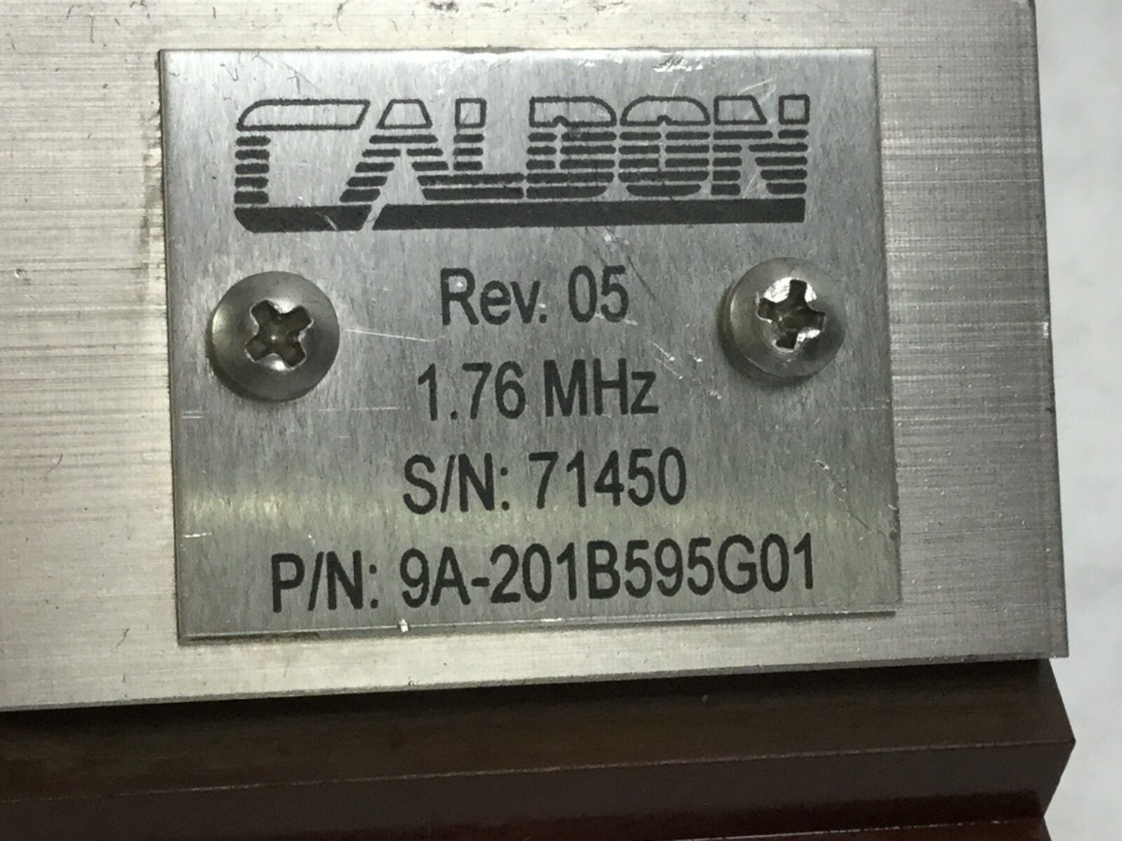 Caldon 9A-201B595G01 1.76 MHz  CW 8017  OW 37.95  HW .636  Untested