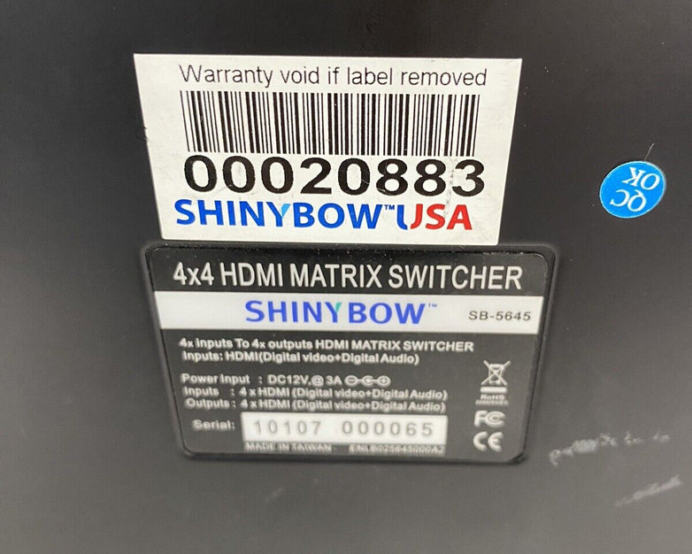 Shinybow SB-5645 4x4 HDMI Matrix Routing Switcher (No Power Cable)