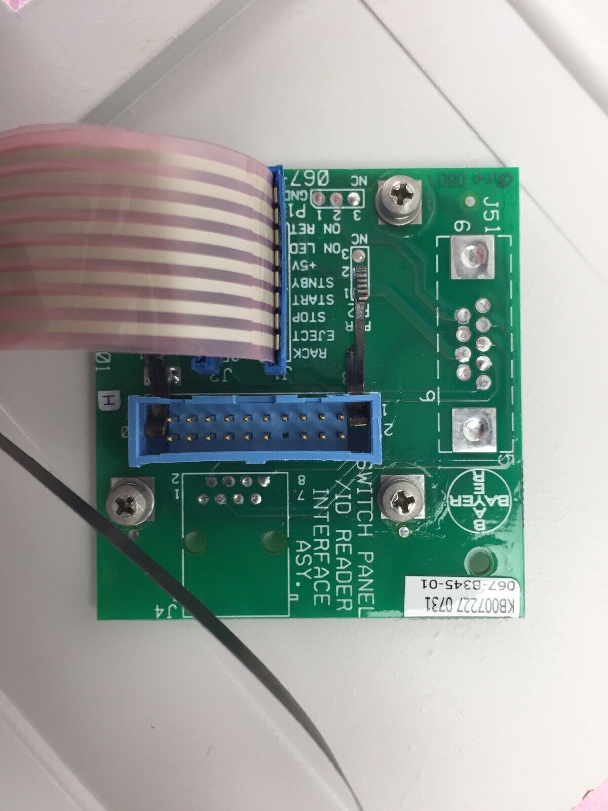 Bayer Switch Panel ID Reader Interface Assy Board 067-B345-02F With Button Panel