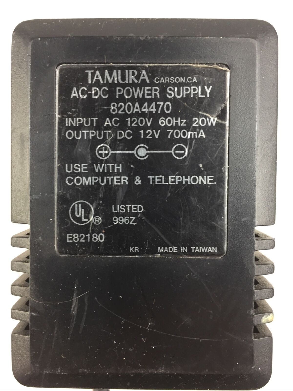 Tamura 820A4470 AC-DC Power Supply IN 120V 60Hz 20W OUT 12V 700mA