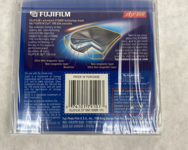 Lot( 5 ) FujiFilm 100mb Zip Disk Factory Sealed IBM Formatted
