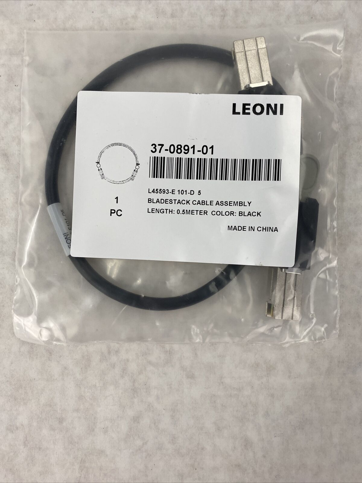 Leoni 37-0891-01 CAB-STK-E-0.5M C2960S-STACK C2960X-STACK Flex Stack Cable