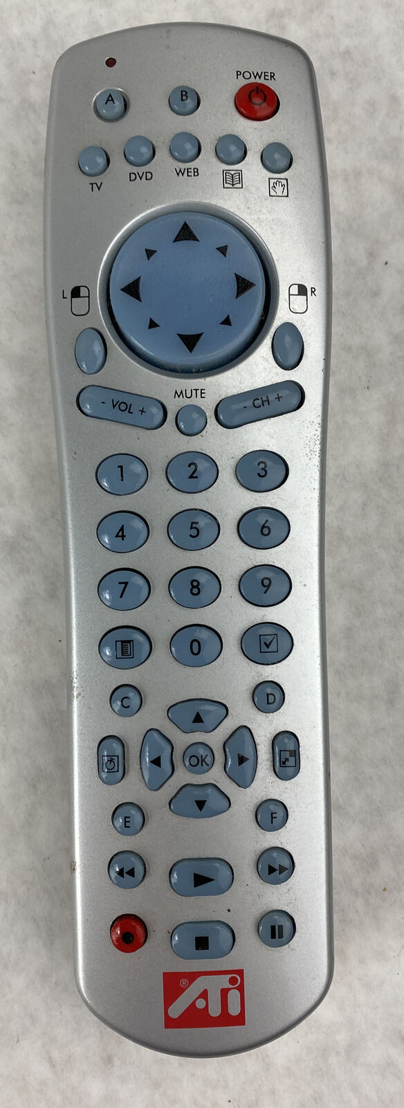 ATI 5000015900A Grey RF Wonder Remote Control TV Video Audio Access TESTED