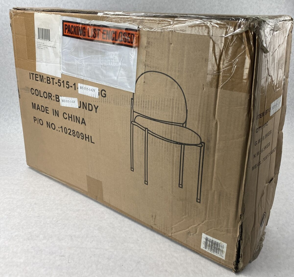 Flash Furniture BT-515-1-GY-GG Gray Fabric Stackable Steel Side Chair BT5151GY