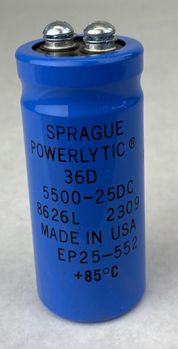 Sprauge 8626L Powerlytic 36D EP25-552 electrolytic capacitor 5500-25DC