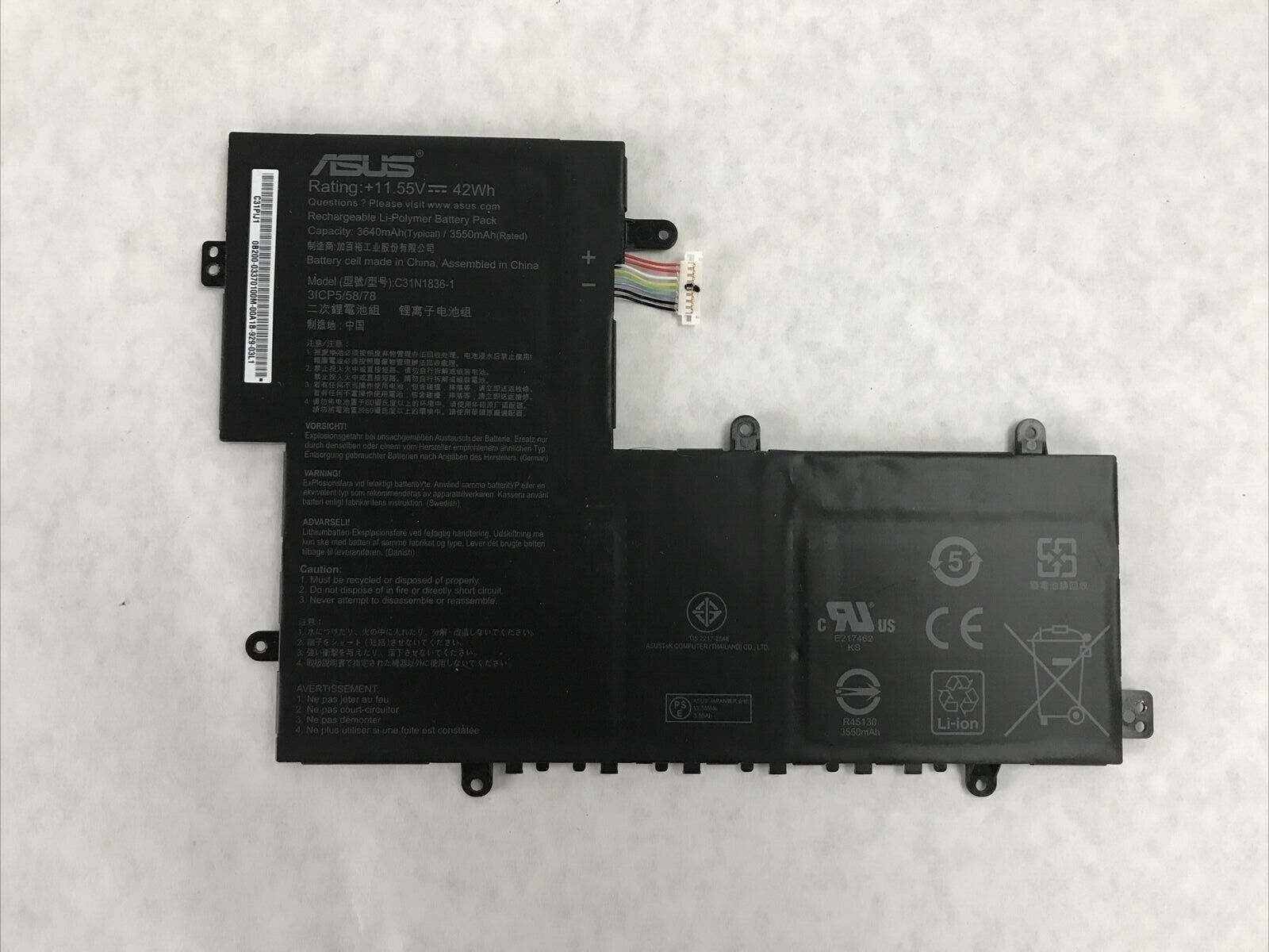 Asus Chromebook Flip Li-Polymer Battery 11.55V 42Wh C31N1836-1