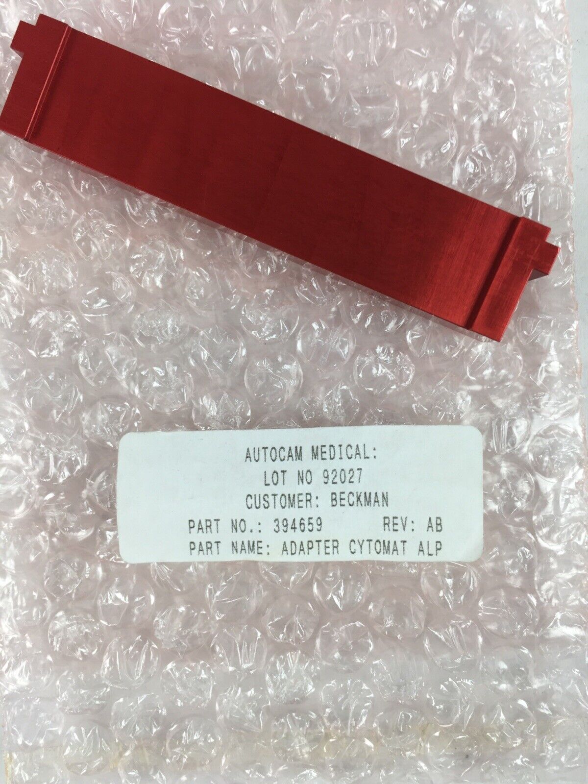 Autocam Medical - Beckman - P/N 394659 REV AB - Lot 92027- Cytomat ALP Adapter