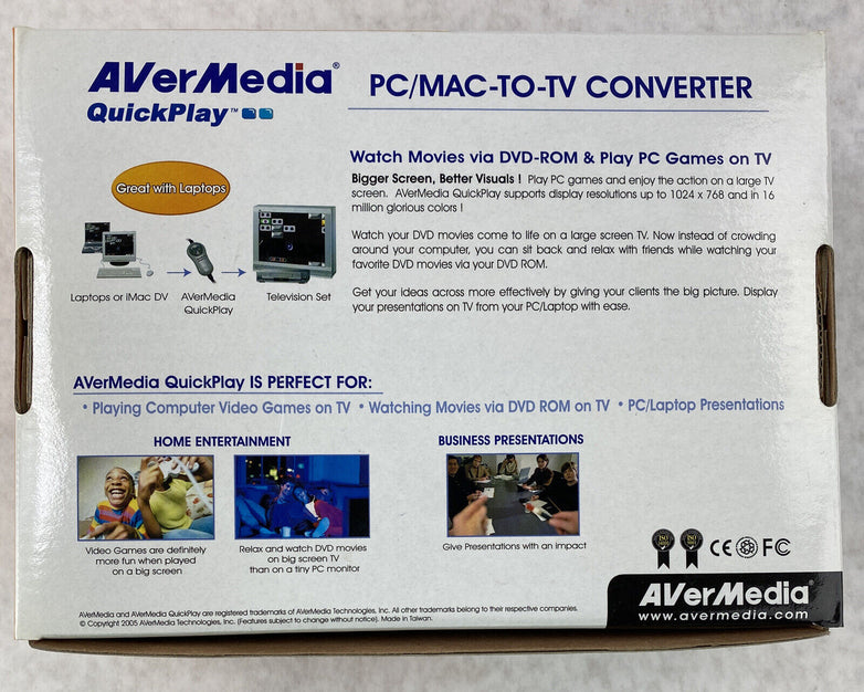 AVerMedia QuickPlay PC VGA Dsub to TV S-Video RCA Converter UNTESTED