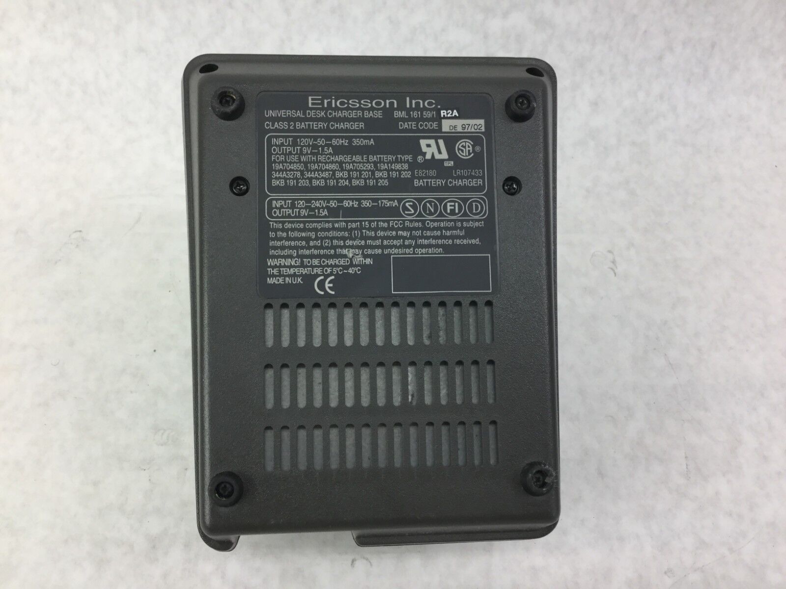 Ericsson Inc Universal Desk Charger Base Class 2  BML 161 59/1 R2A   Lot of 10