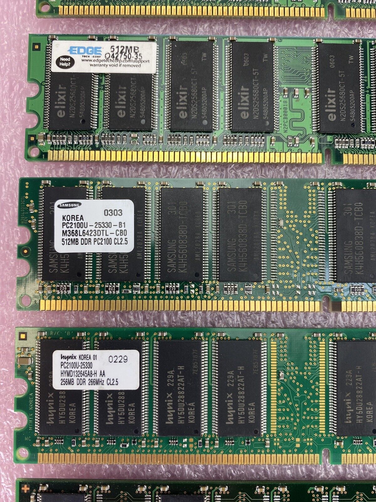 Lot of 10 Various DDR RAM 128 thru 512MB PC2100 thru PC3200