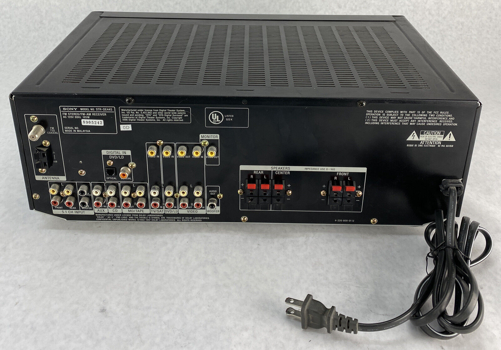 Vintage Sony STR-DE445 185W Stereo Receiver 5.1 Channel Dolby EnergyStar