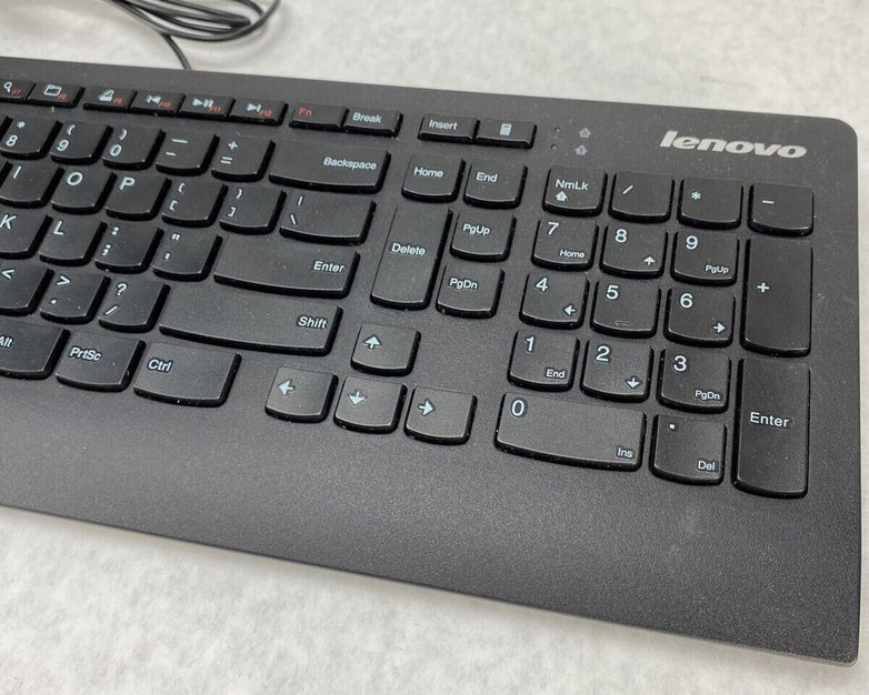 Lot of 5 Lenovo KU-0989 Slim Wired USB Computer Keyboard 54Y9489 Black