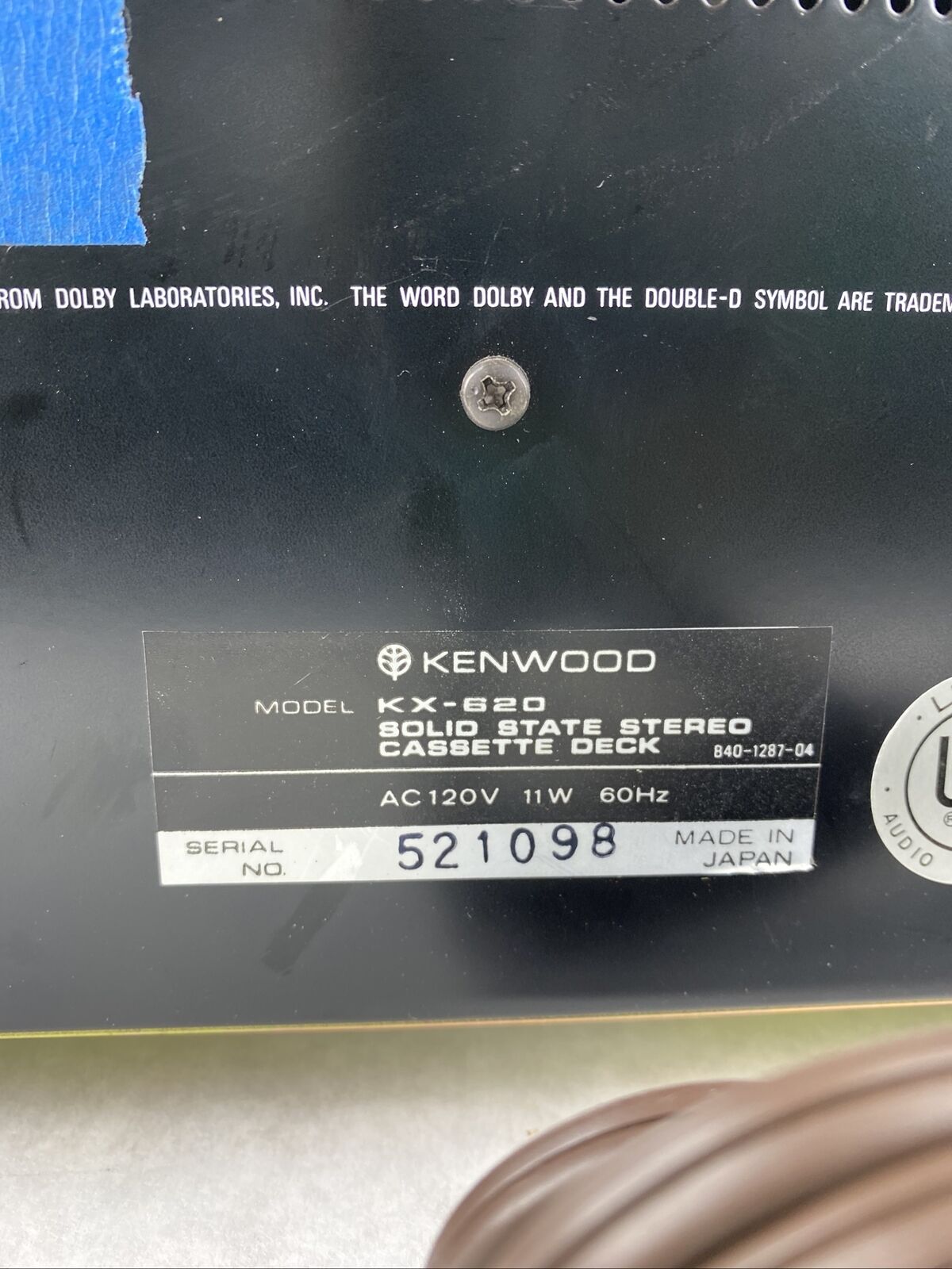 Kenwood KX-620 Stereo Cassette Deck NEEDS REPAIR