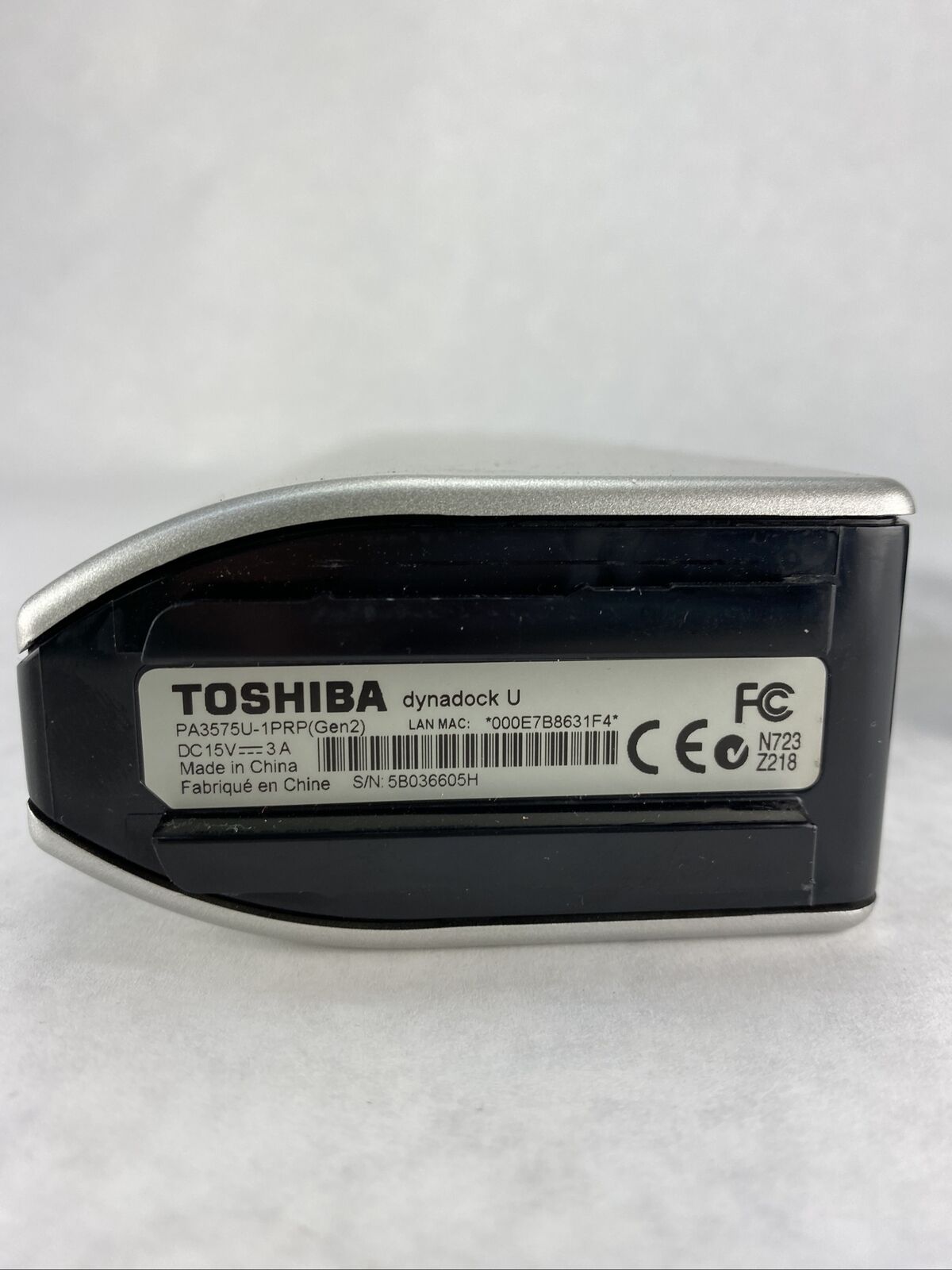 Toshiba Dynadock U PA3575U-1PRP USB Docking Station Port Replicator w/ PSU