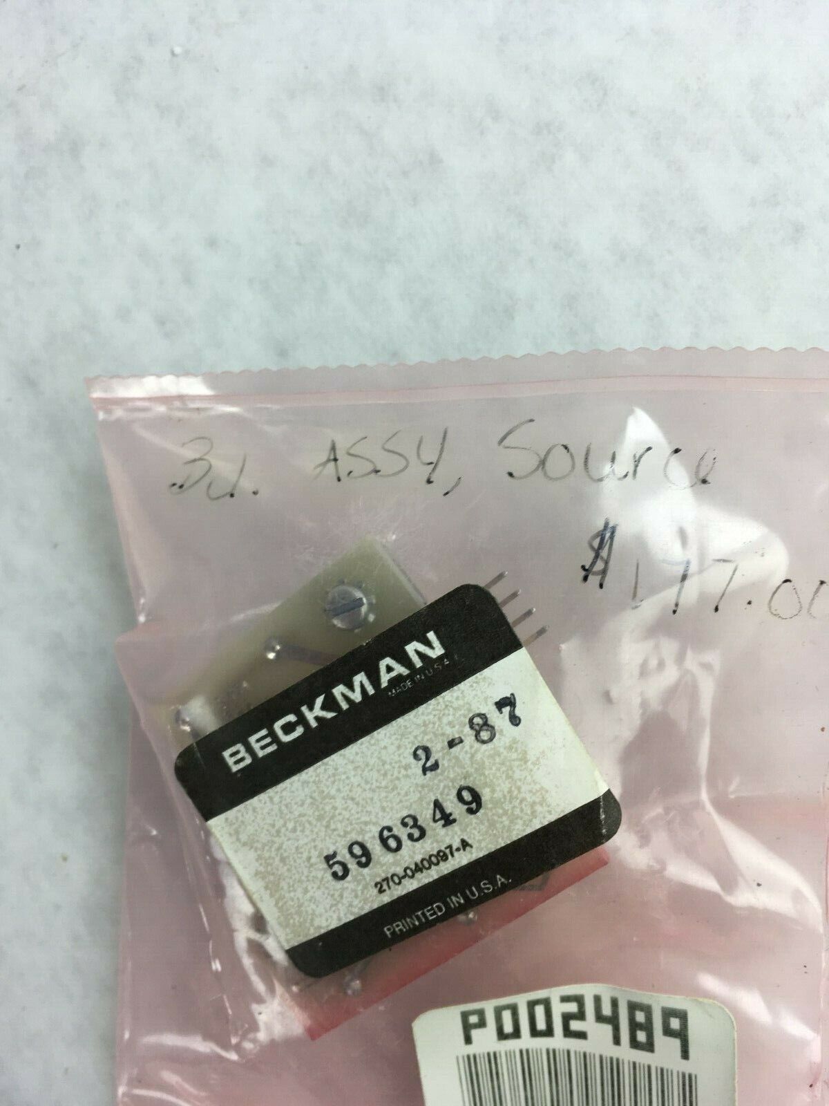 Beckman-Coulter 3 cl. Assembly Source 596349