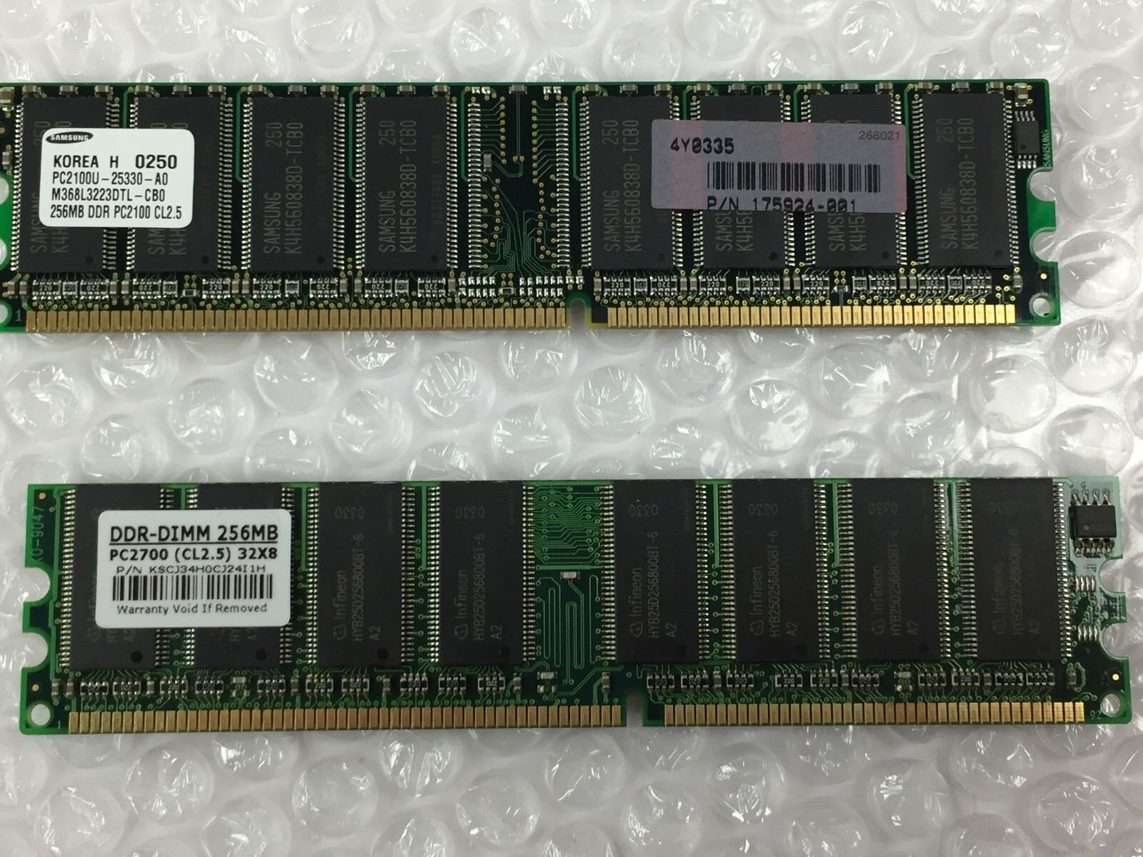 2 Sticks of 256MB DDR-PC2100 and PC2700 CL2.5, M368L3223DTL