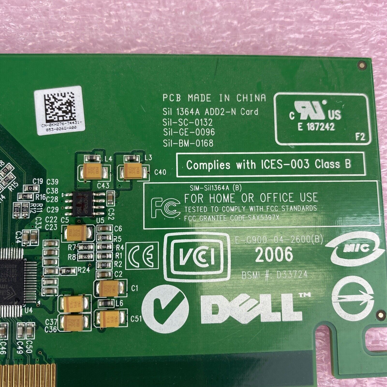 Dell 0FH86 KH276 0KH276 Sil 1364A ADD2-N PCIe DVI-D full height GPU graphics