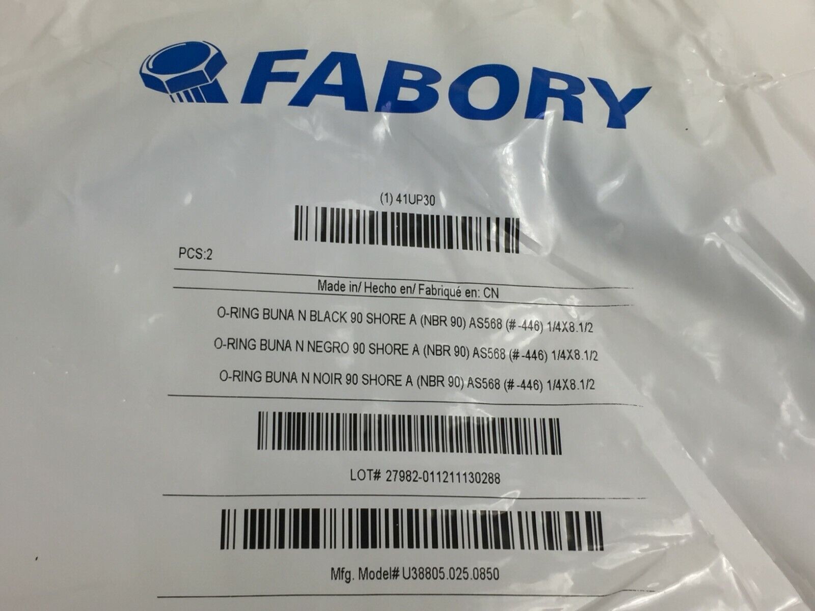 Fabory O-Rings  2 Pack  41UP30  U38805.025.0850  NOS